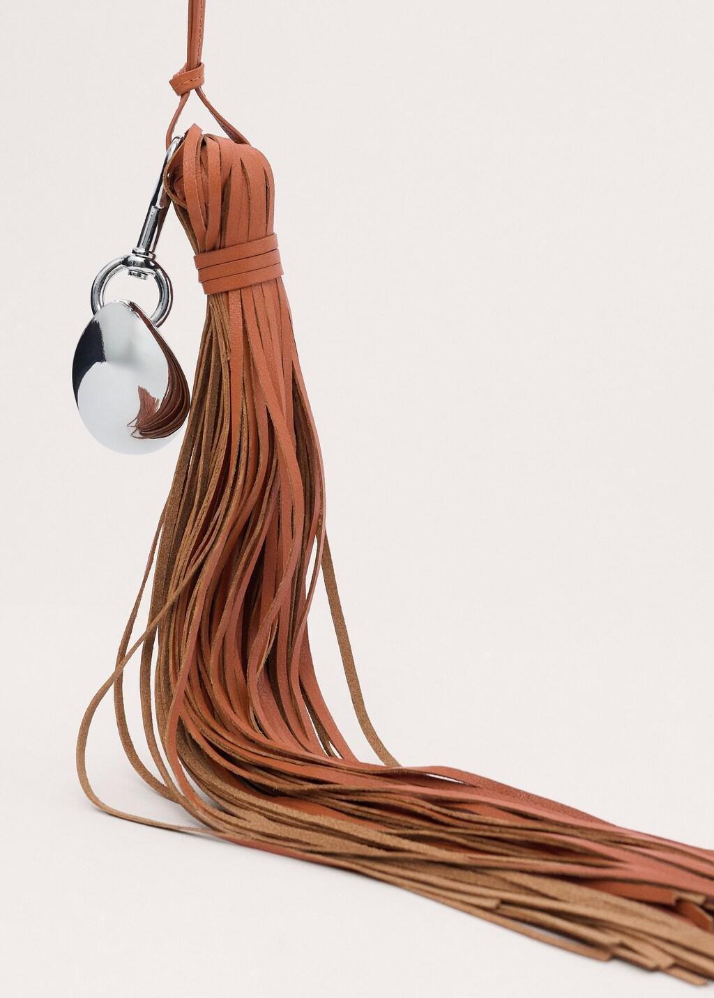 Orange 100% Leather Fringe Keyring, Orange, large image number 2