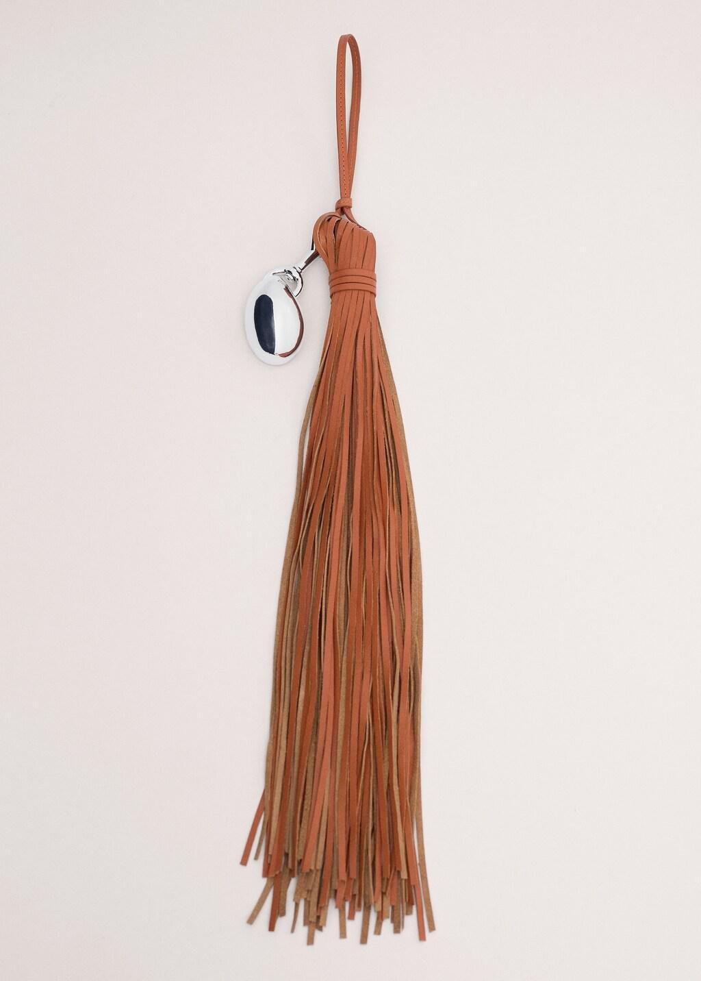 Orange 100% Leather Fringe Keyring, Orange, large image number 4