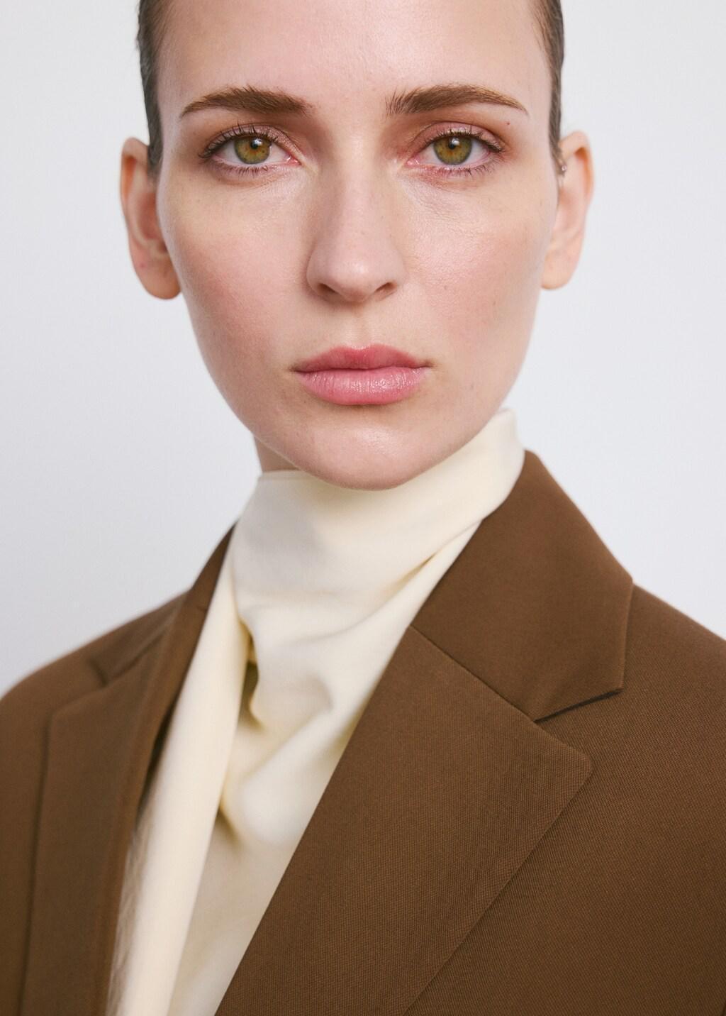 Brown Straight Jacket With Flap Pockets, Dark Brown, large image number 4