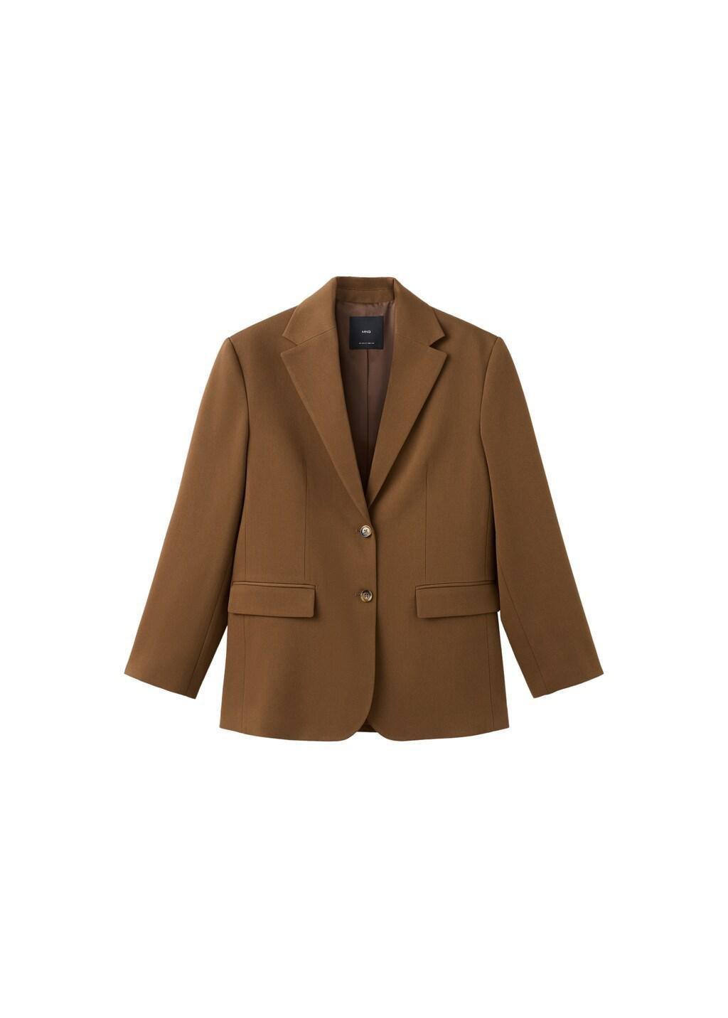 Brown Straight Jacket With Flap Pockets, 0201_17, large image number 7