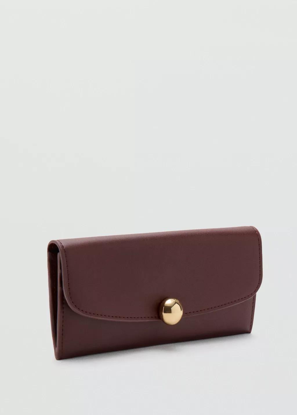 Red Jewel Button Flap Purse, Dark Red, medium