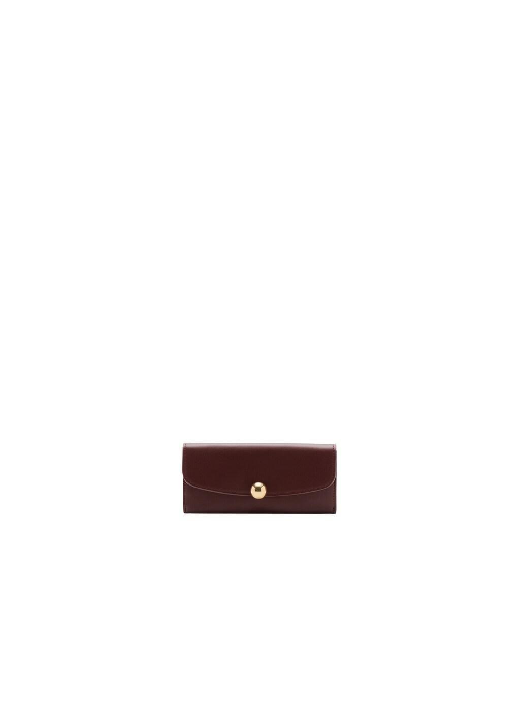 Red Jewel Button Flap Purse, Dark Red, medium