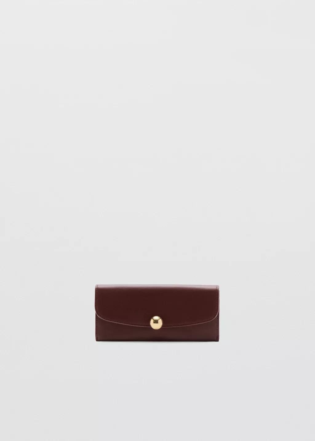 Red Jewel Button Flap Purse, Dark Red, large image number 3