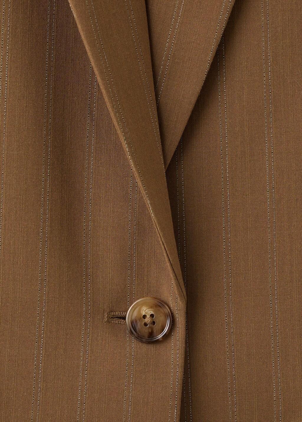 Brown Pinstripe Suit Blazer, Dark Brown, large image number 4