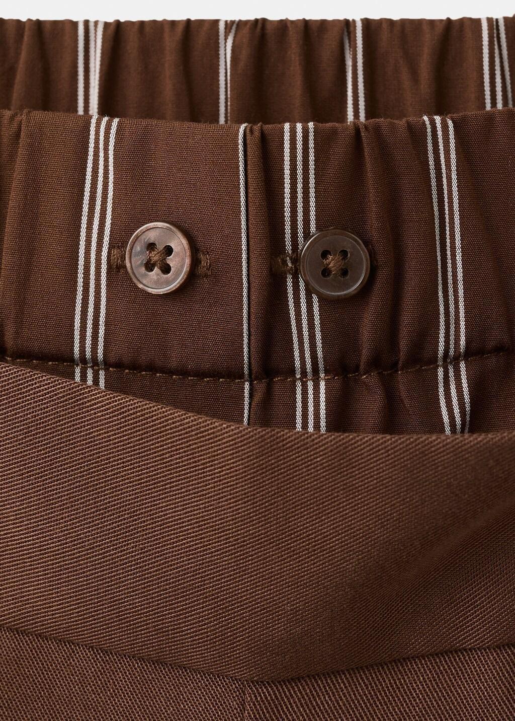 Brown Lyocell Trousers With A Combined Waistband And Stripes, Brown, large image number 1