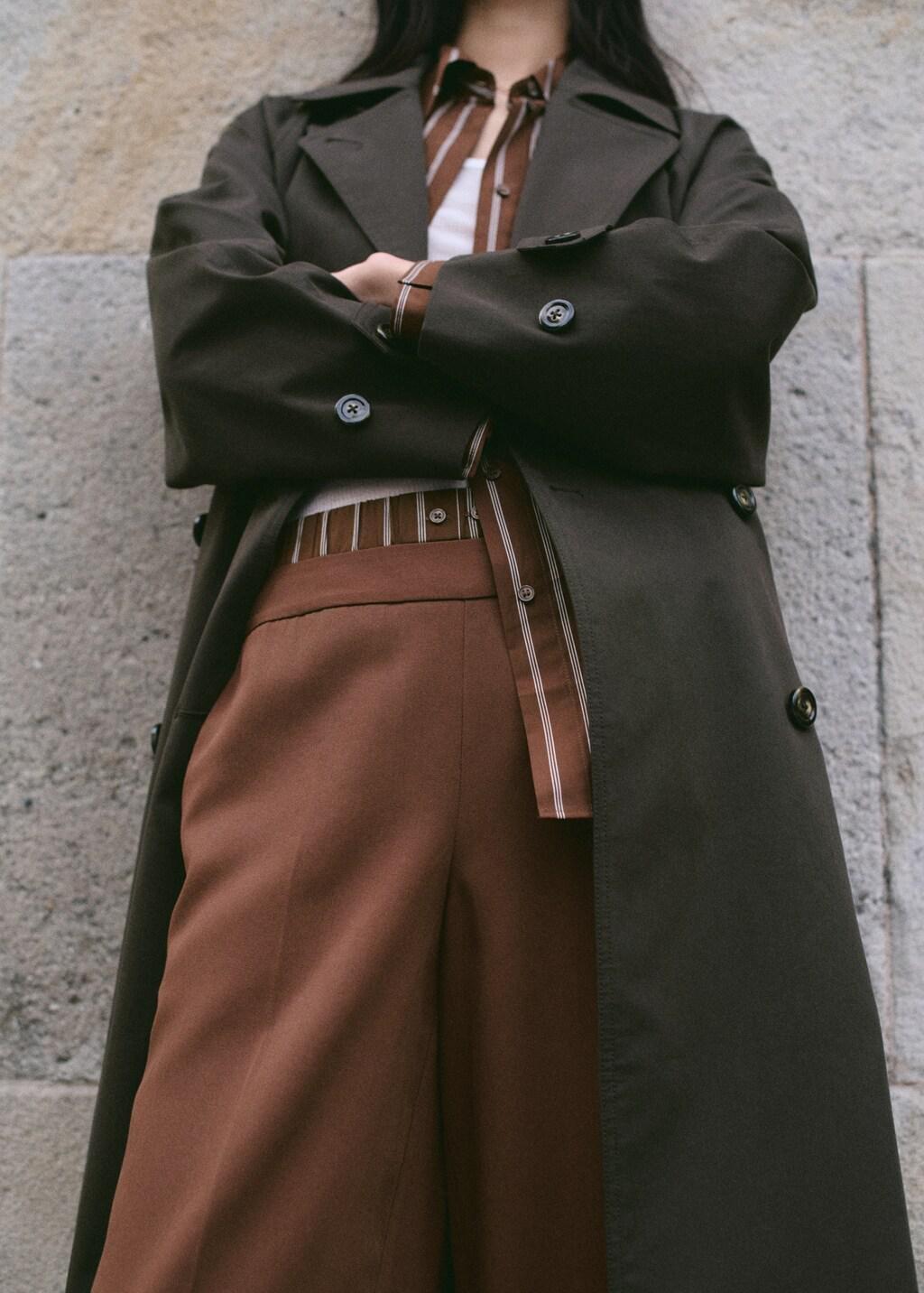 Brown Lyocell Trousers With A Combined Waistband And Stripes, Brown, large image number 3