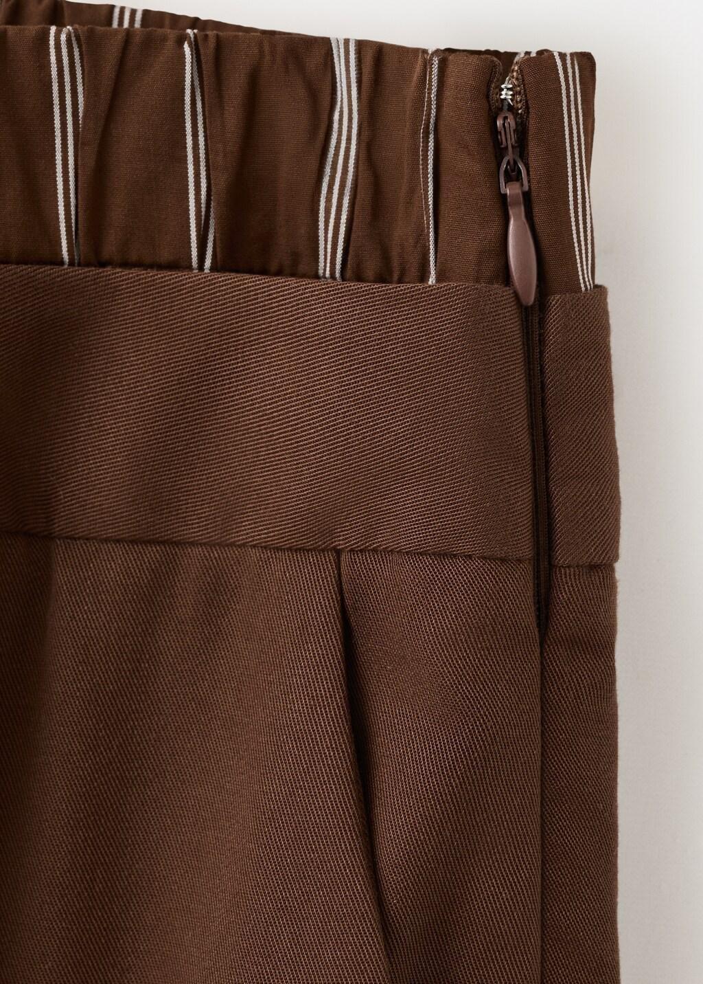 Brown Lyocell Trousers With A Combined Waistband And Stripes, Brown, large image number 5