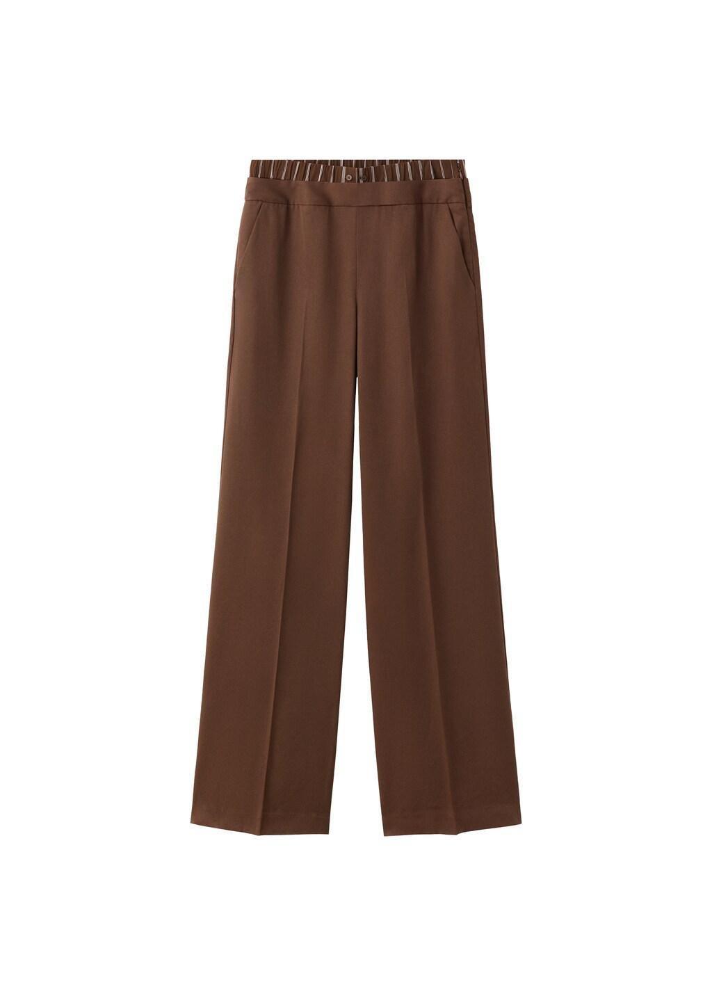 Brown Lyocell Trousers With A Combined Waistband And Stripes, Brown, large image number 6
