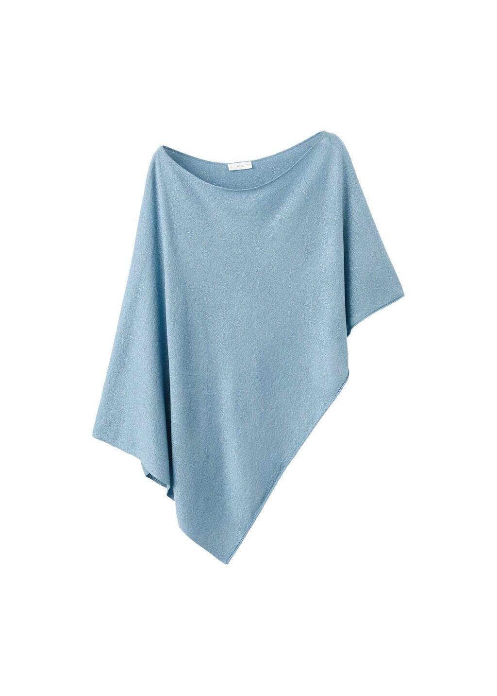 Blue Asymmetrical Knitted Cape, Kids Girl, 0201_52, large image number 6