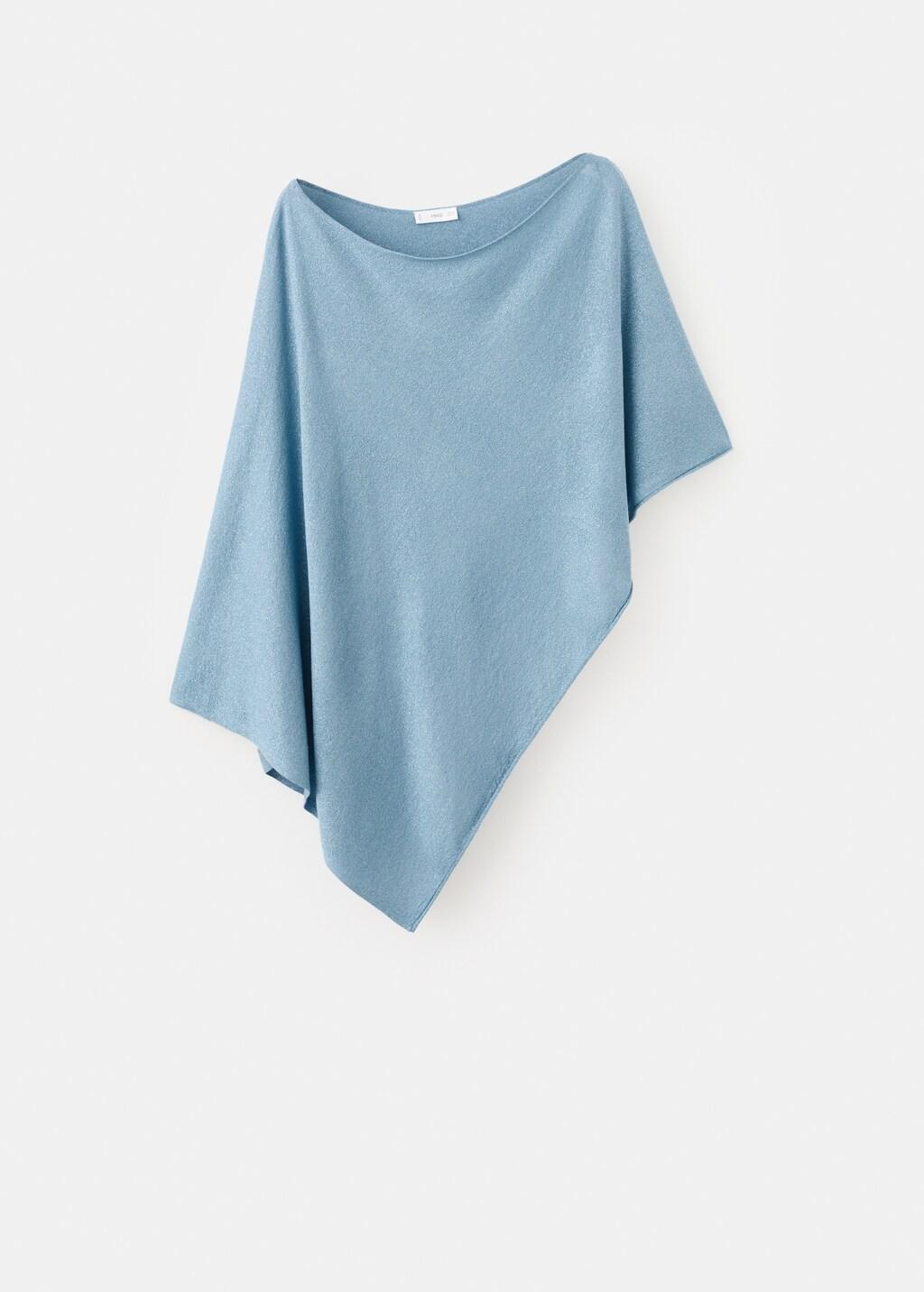 Blue Asymmetrical Knitted Cape, Kids Girl, 0201_52, large image number 7