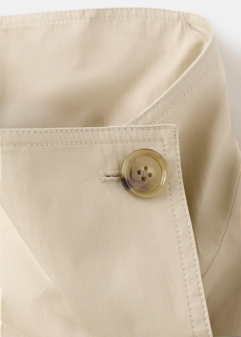 Beige Double-Breasted Cropped Trench Coat, Light Beige, large image number 1