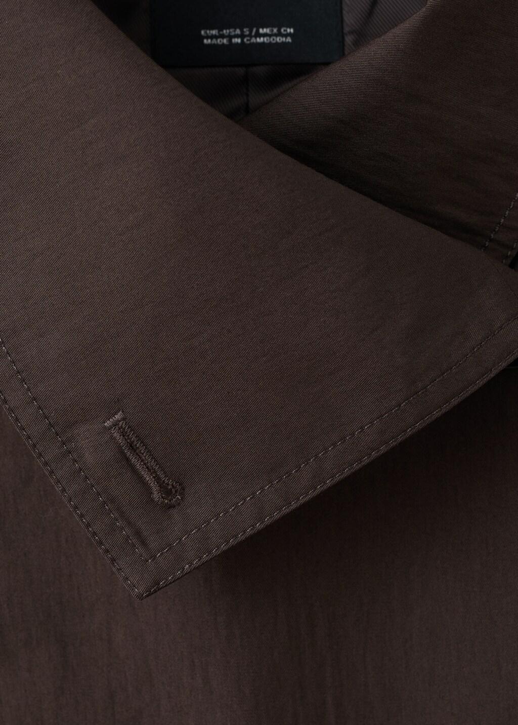 Brown Double-Breasted Cropped Trench Coat, Dark Brown, large image number 1