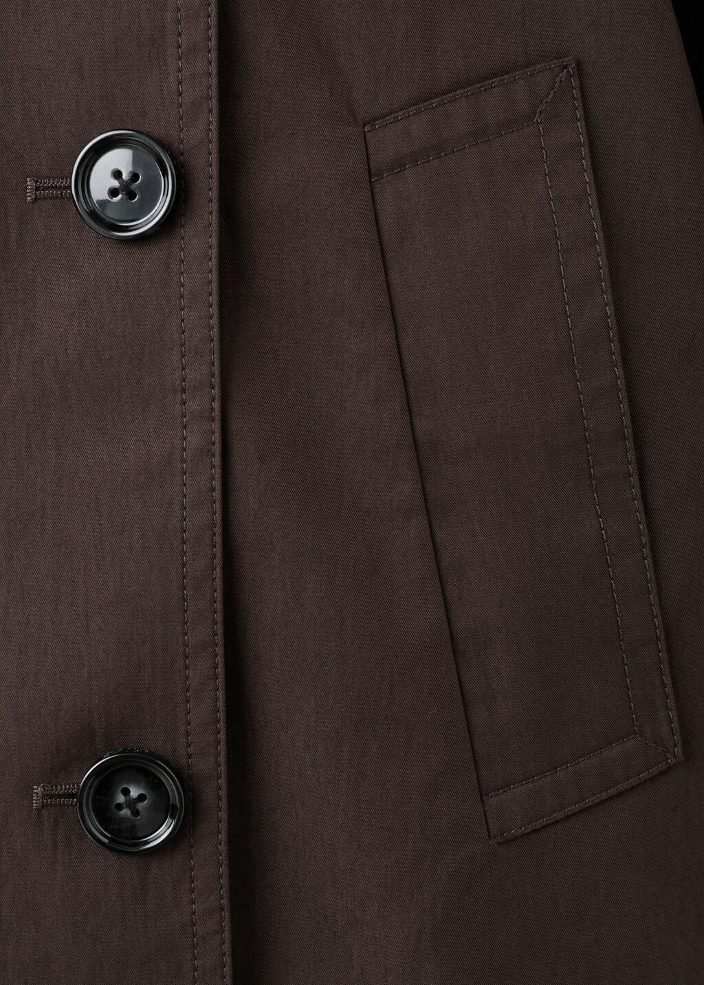 Brown Double-Breasted Cropped Trench Coat, Dark Brown, large image number 4