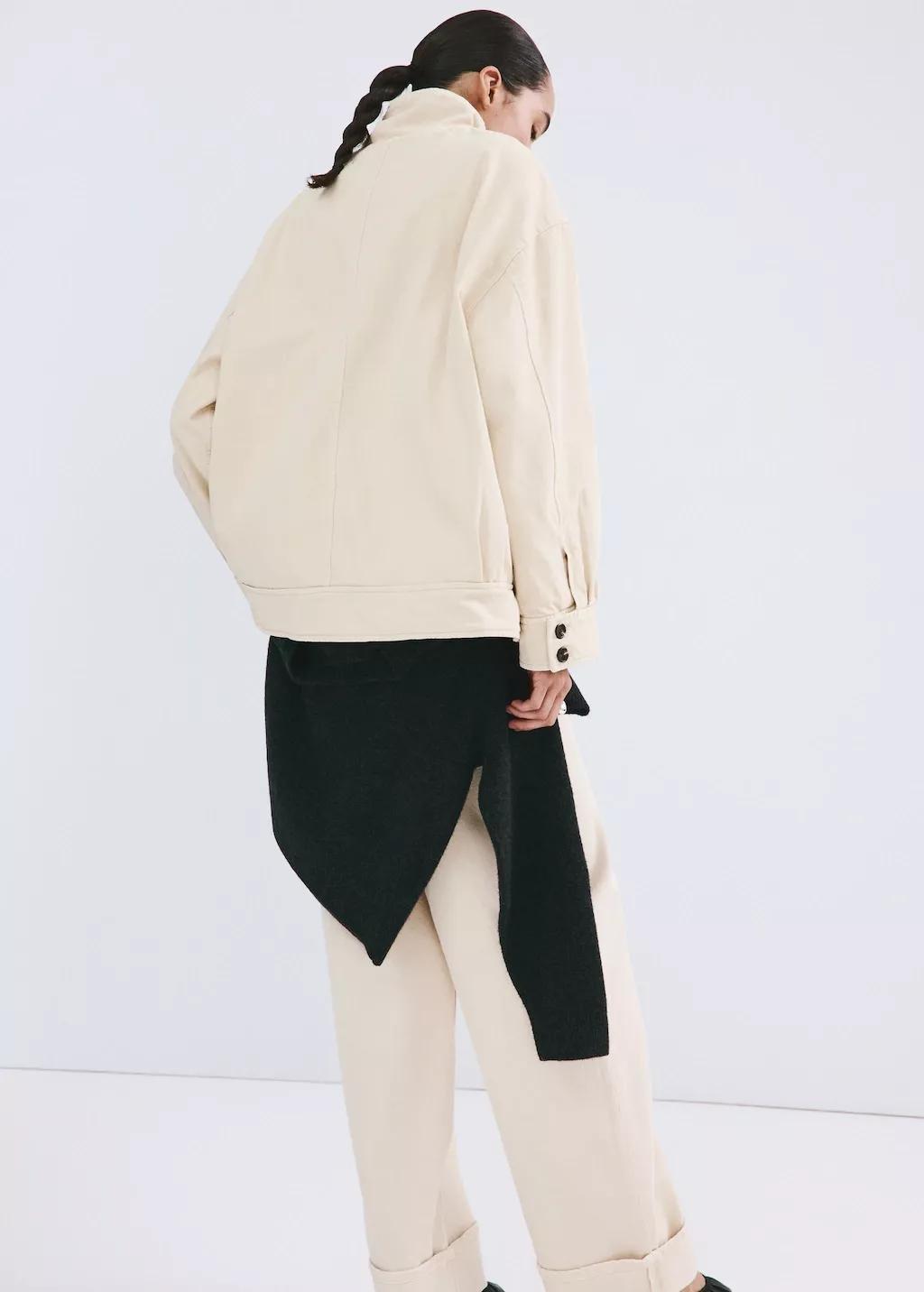 Yellow Denim Parka With A Stand-Up Collar, Yellow, medium