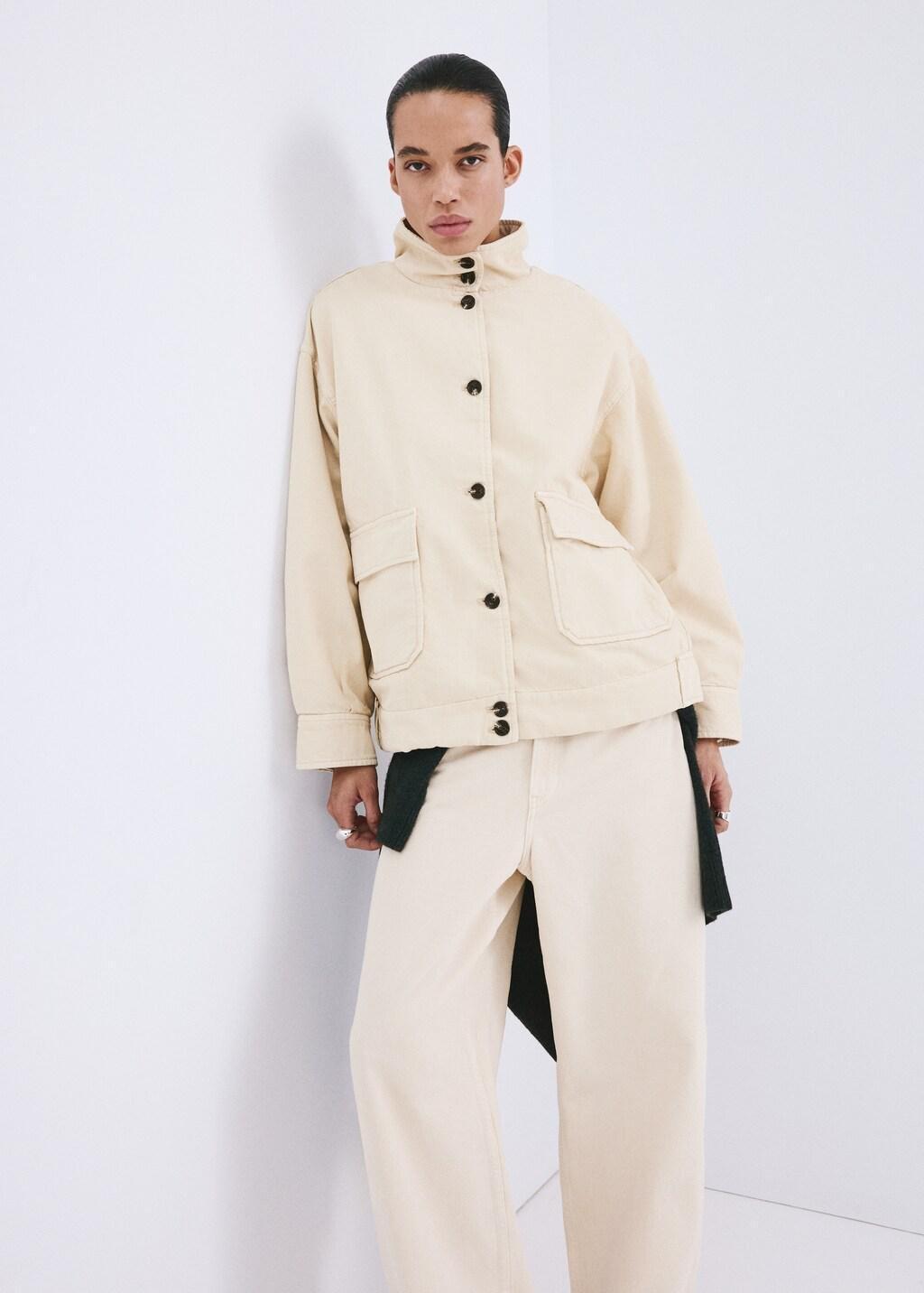 Yellow Denim Parka With A Stand-Up Collar, 0201_10, large image number 6