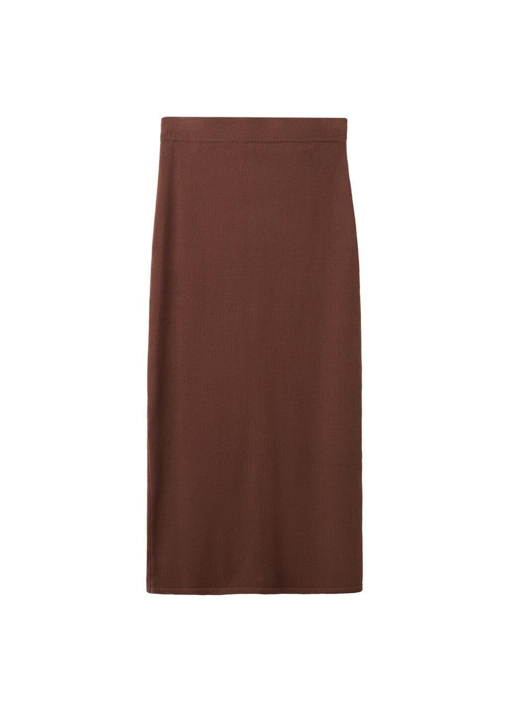 Brown Opening Pencil Skirt, Dark Brown, large image number 5