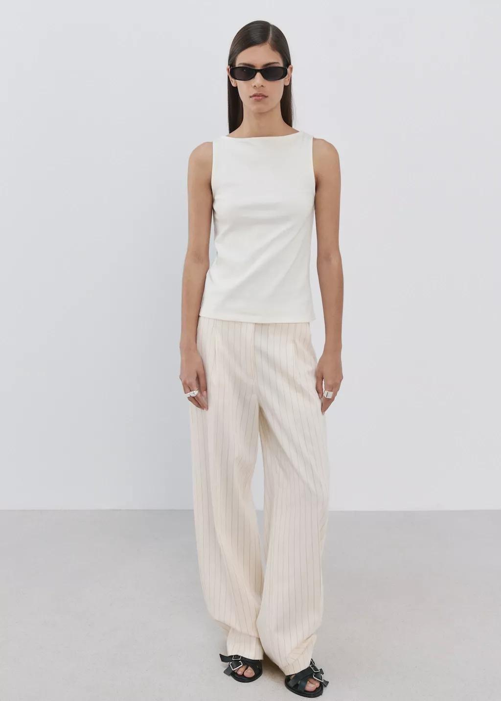 White Fitted Cotton Top, 0201_02, large image number 0