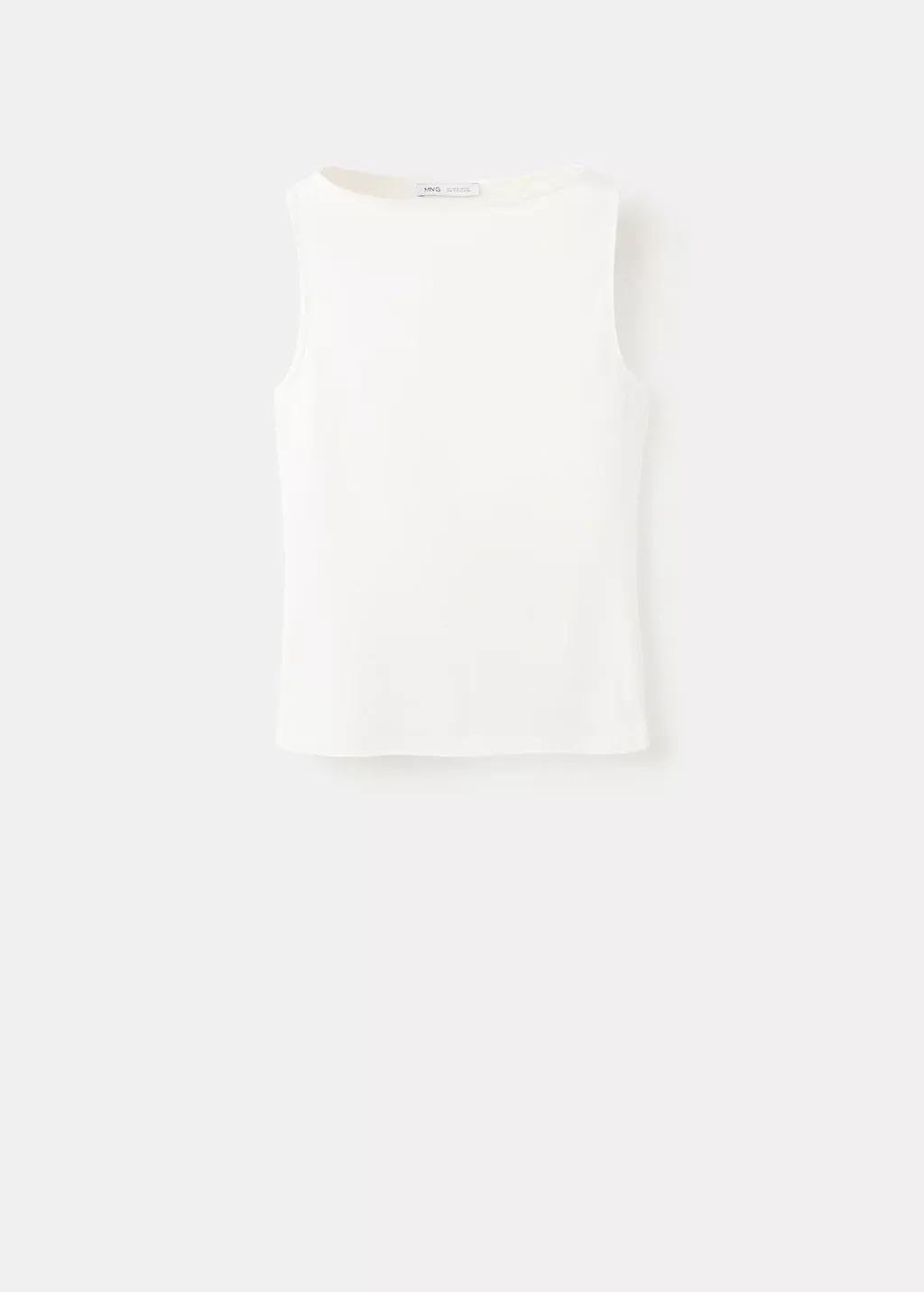 White Fitted Cotton Top, 0201_02, large image number 7