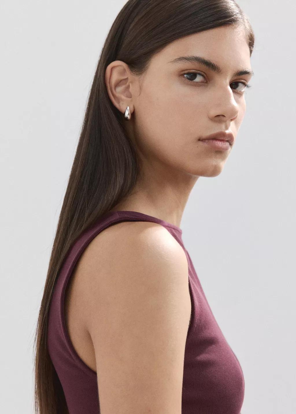 Red Fitted Cotton Top, 0201_78, large image number 4