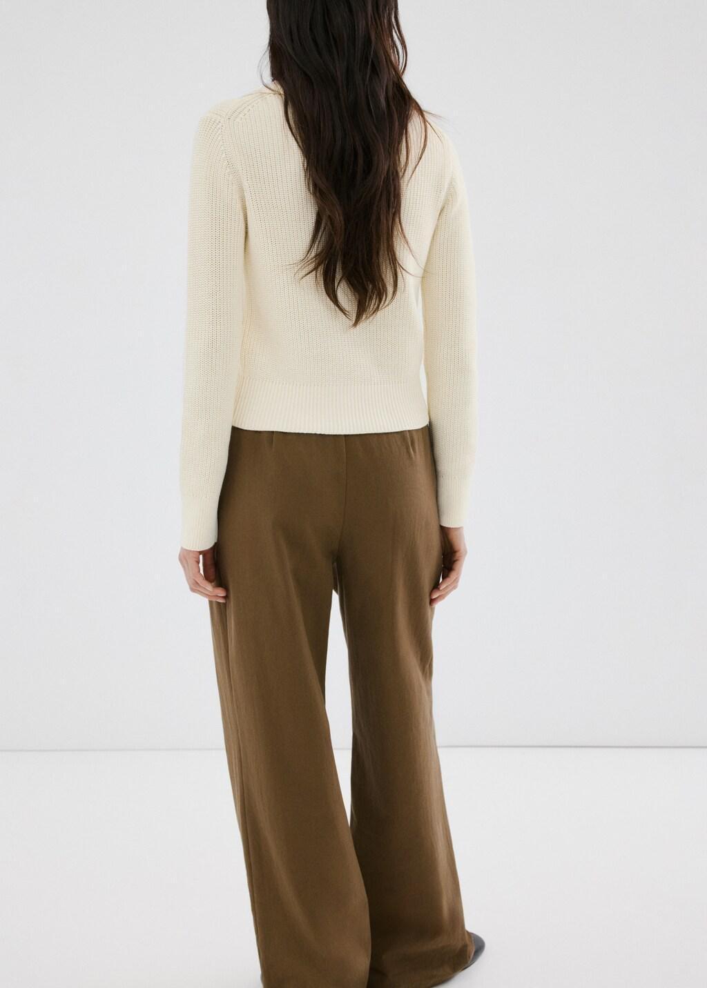 Beige Knitted Buttoned Jacket, Light Beige, large image number 2