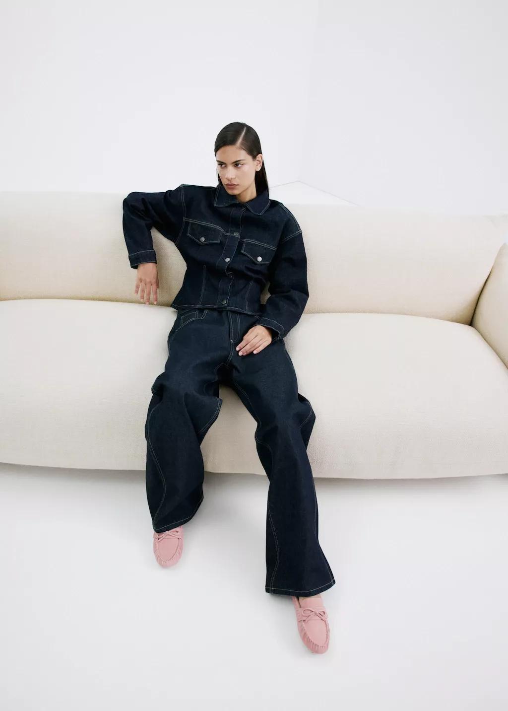 Pink Gathered Suede Moccasins, Pink, medium