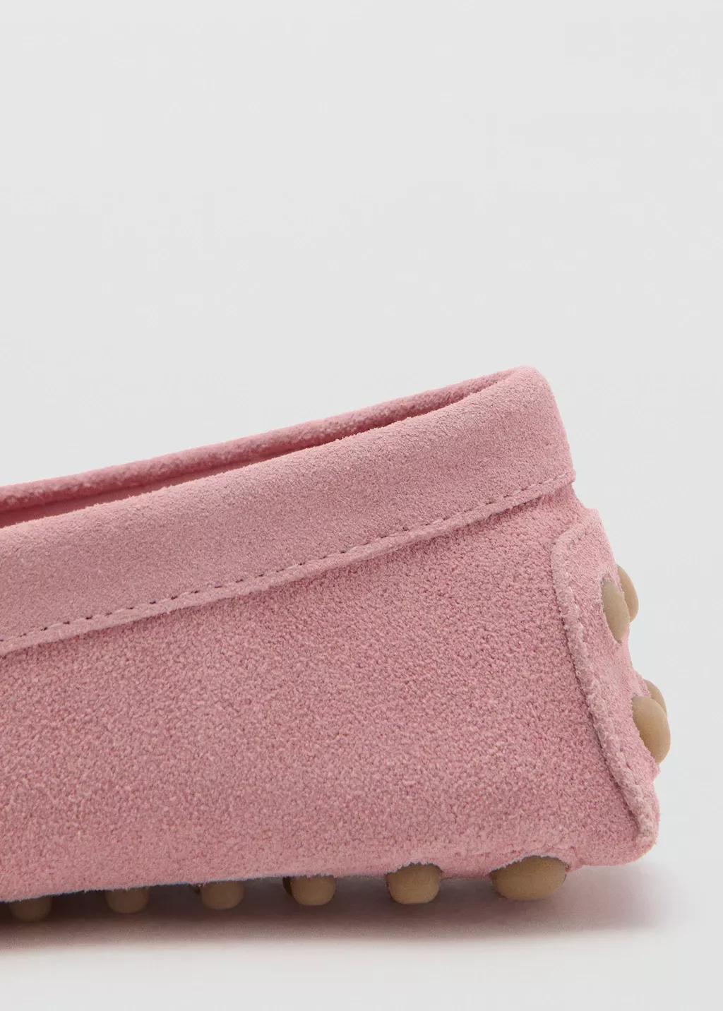 Pink Gathered Suede Moccasins, Pink, large image number 2