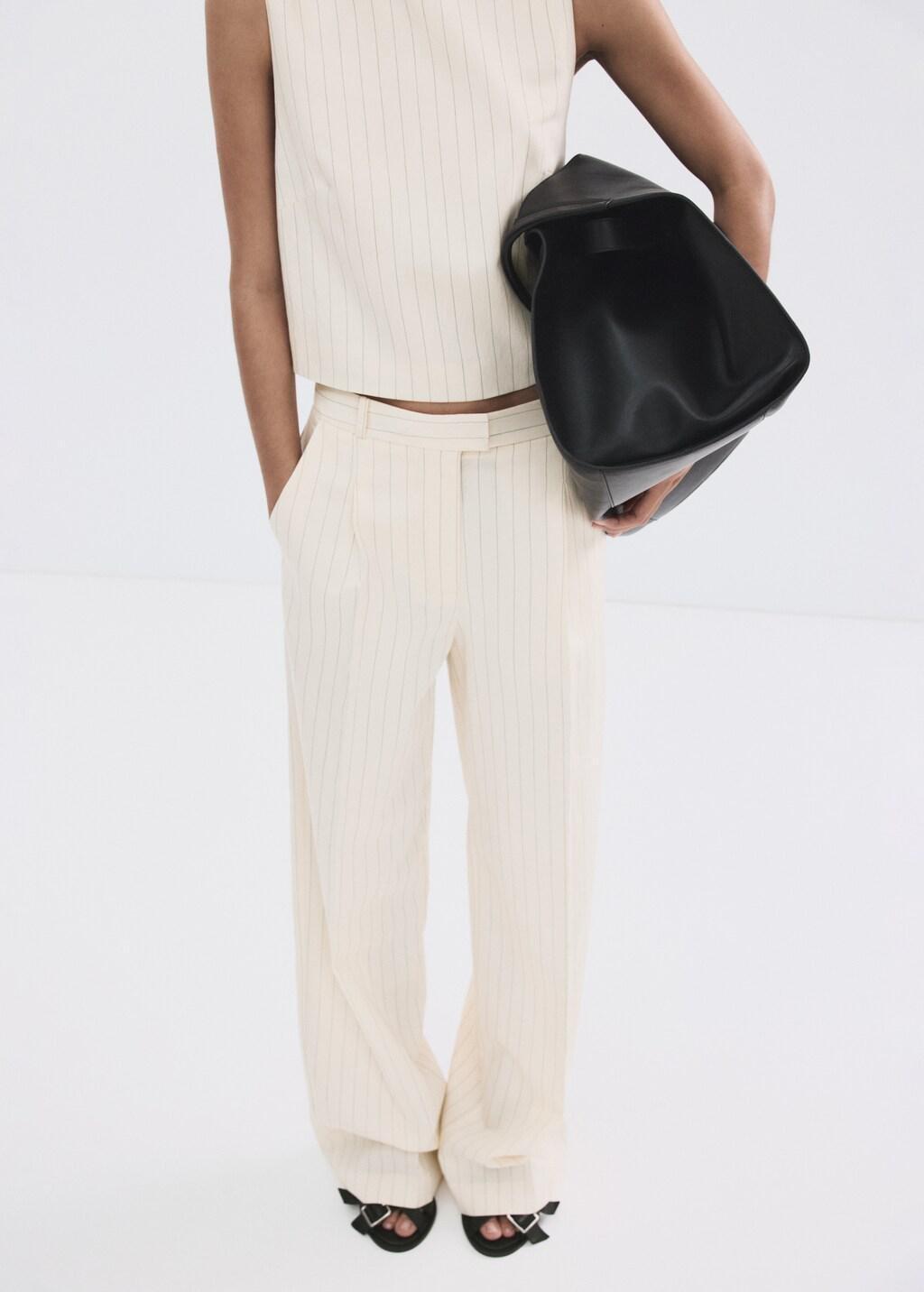 NATURAL WHITE Pinstripe suit trousers, 0201_02, large image number 3