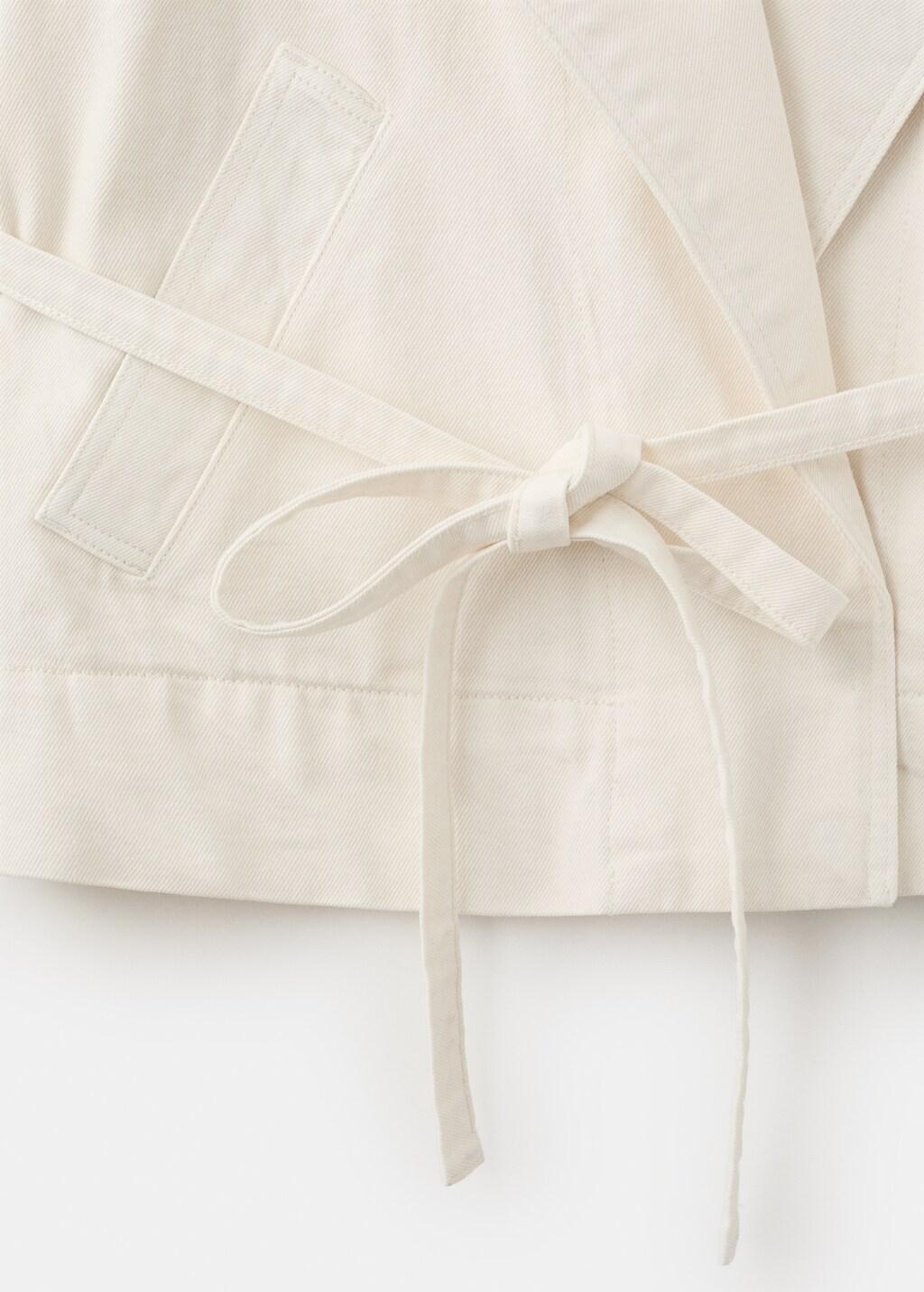 NATURAL WHITE Cotton trench with maxi lapels and belt, Natural White, large image number 5