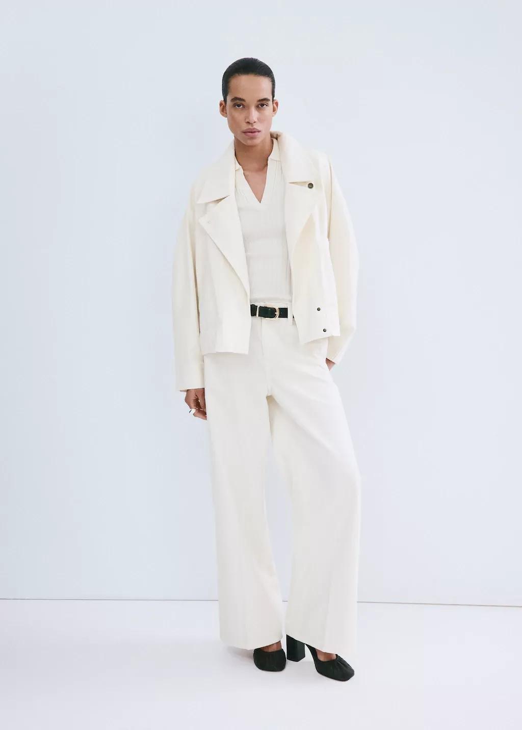 White Denim Trench With Belt, Natural White, large image number 6