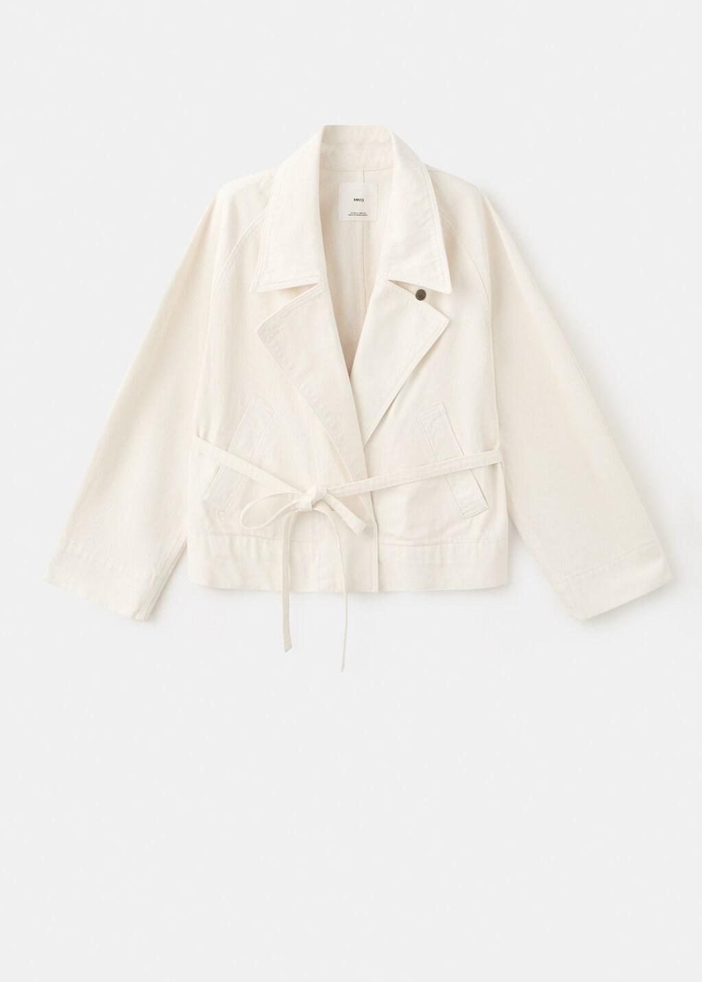 NATURAL WHITE Cotton trench with maxi lapels and belt, Natural White, large image number 8