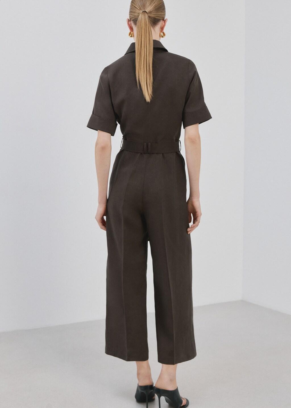 Brown Lyocell Shirt Jumpsuit, 0201_30, medium