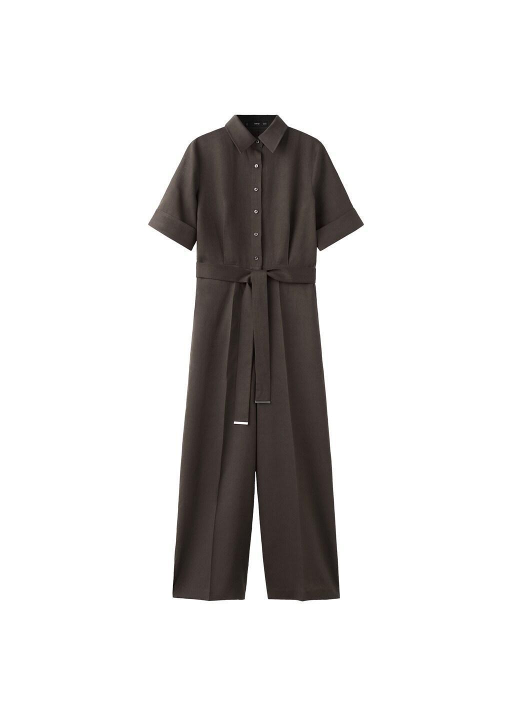 Brown Lyocell Shirt Jumpsuit, 0201_30, large image number 7