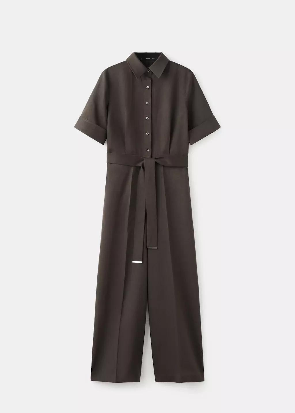 Brown Lyocell Shirt Jumpsuit, Brown, large image number 8