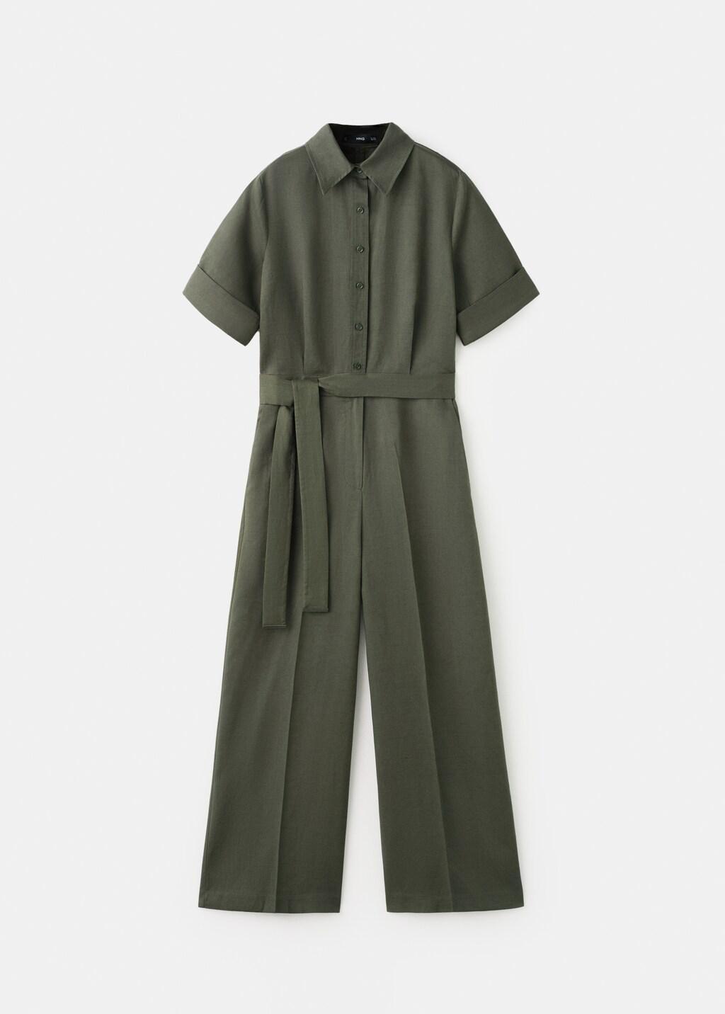 Khaki Lyocell Shirt Jumpsuit, 0201_37, large image number 8