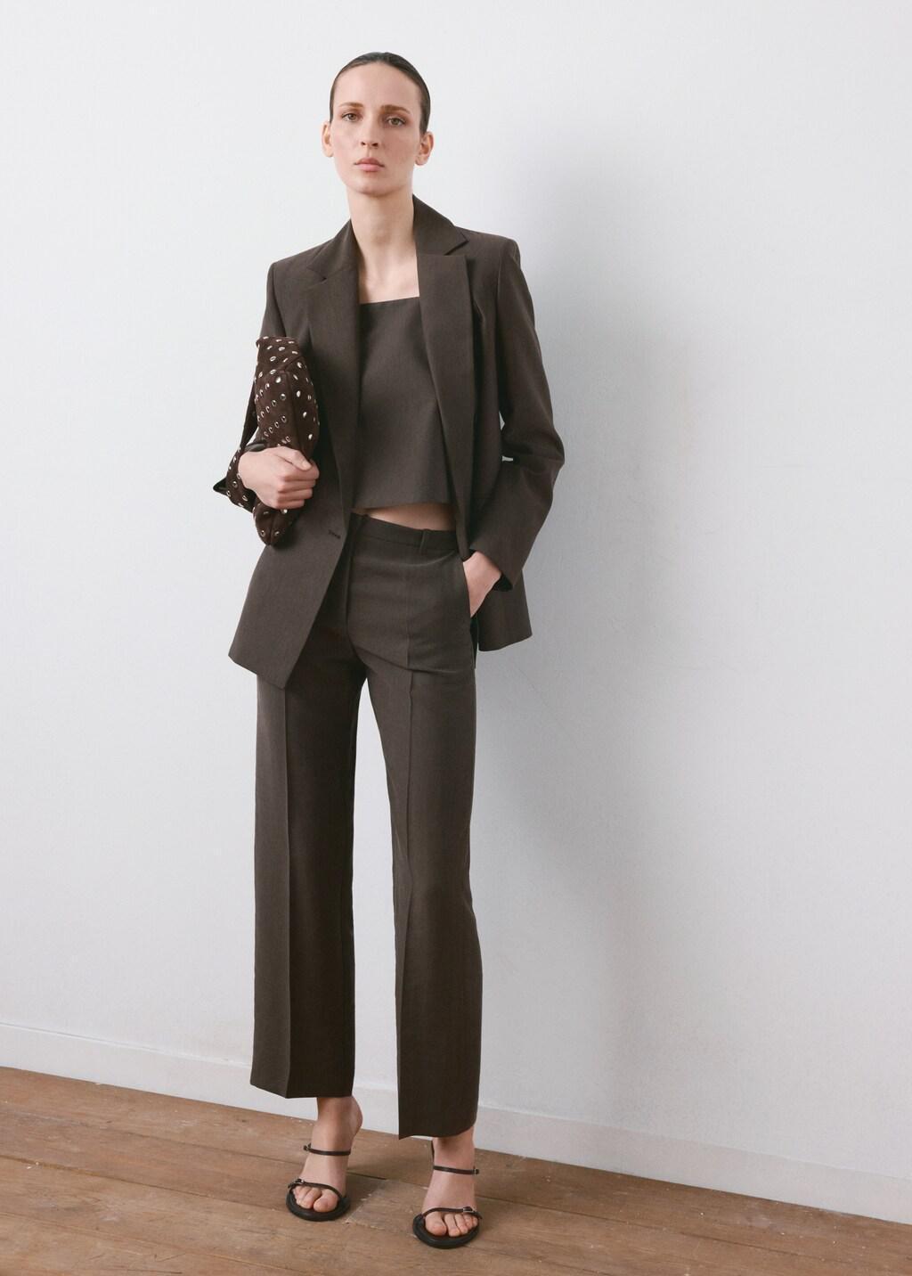 Brown Lyocell Suit Waistcoat, Dark Brown, large image number 0