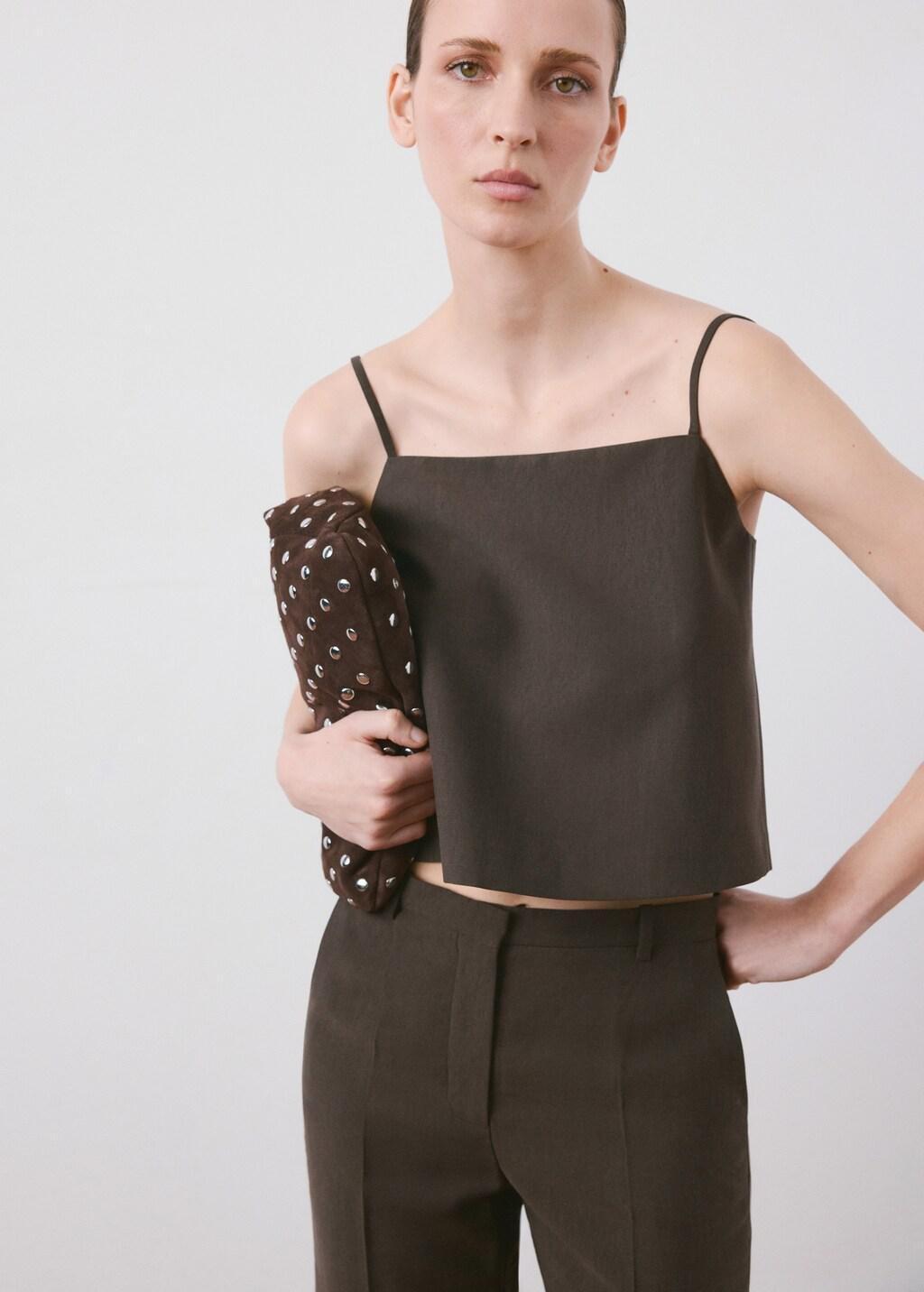 Brown Lyocell Suit Waistcoat, Dark Brown, large image number 3