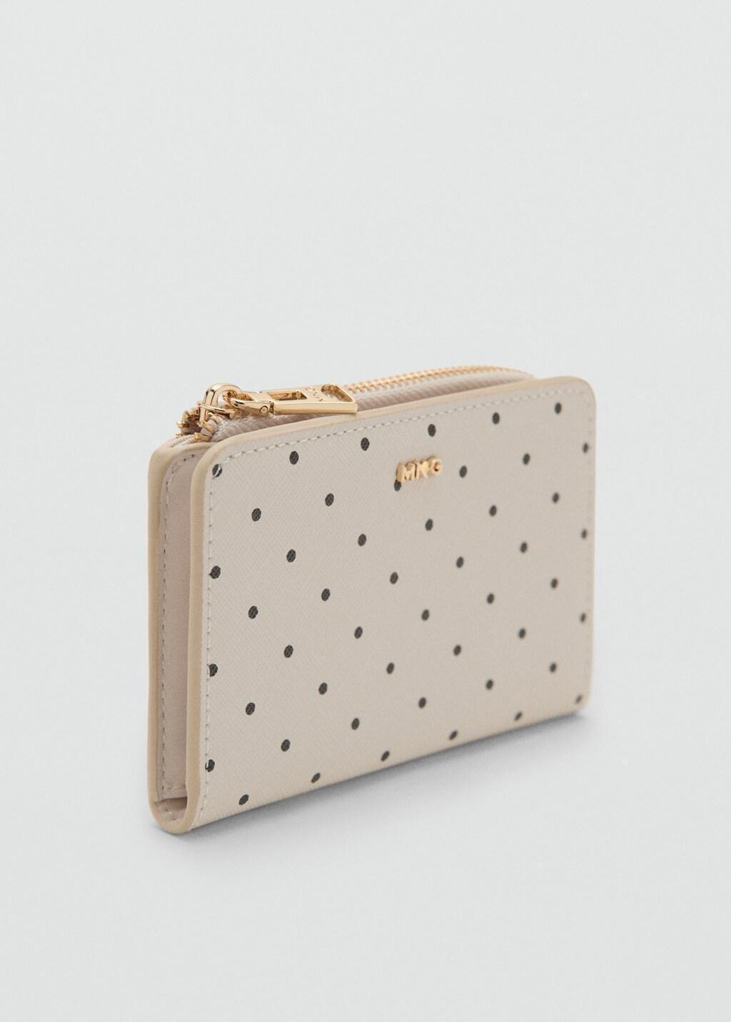 White Polka Dot Wallet, Natural White, medium