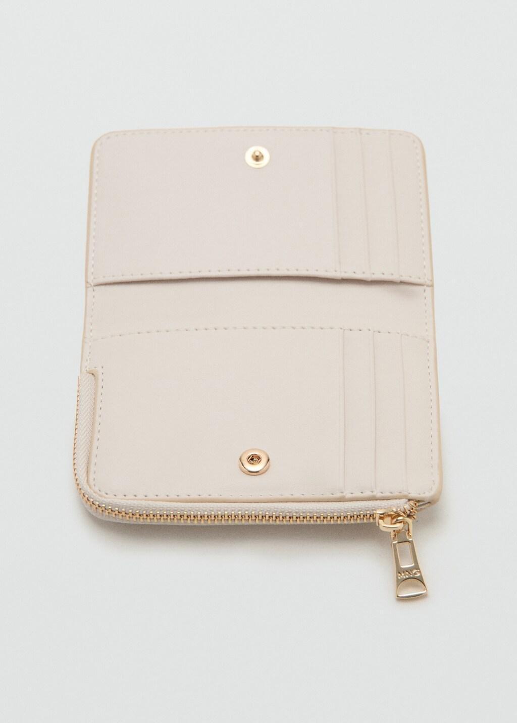 White Polka Dot Wallet, Natural White, large image number 1