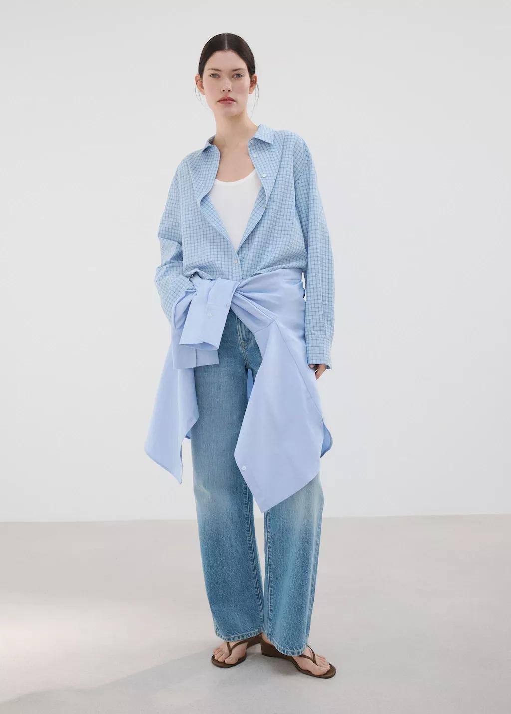 Blue Lt Pastel Straight Checkered Shirt, 0201_50, large image number 0