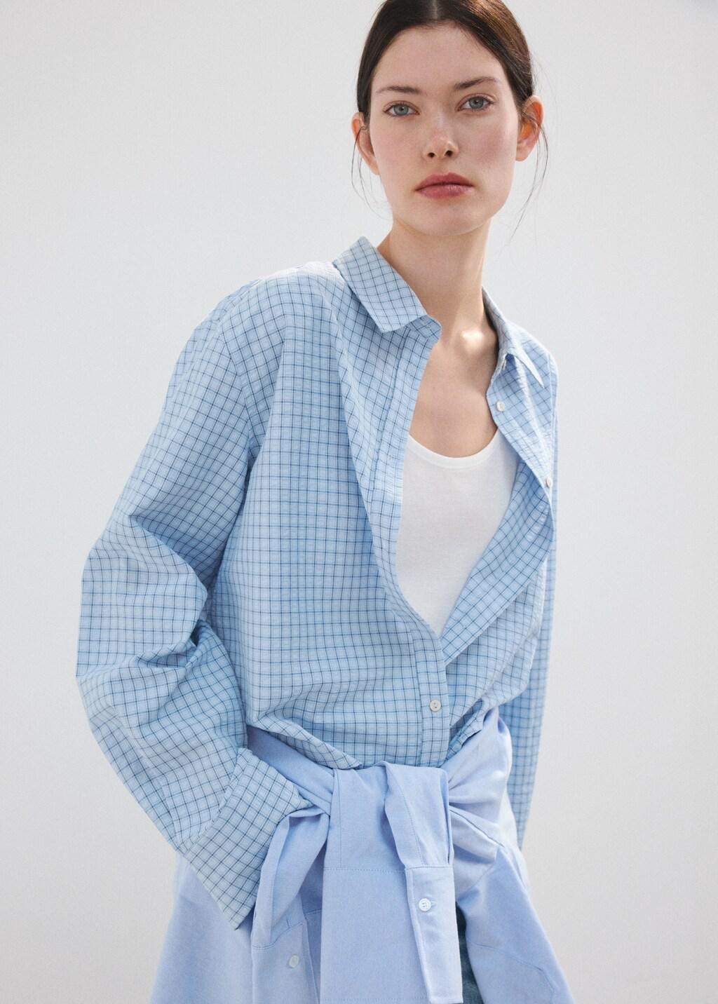 Blue Lt Pastel Straight Checkered Shirt, 0201_50, large image number 3