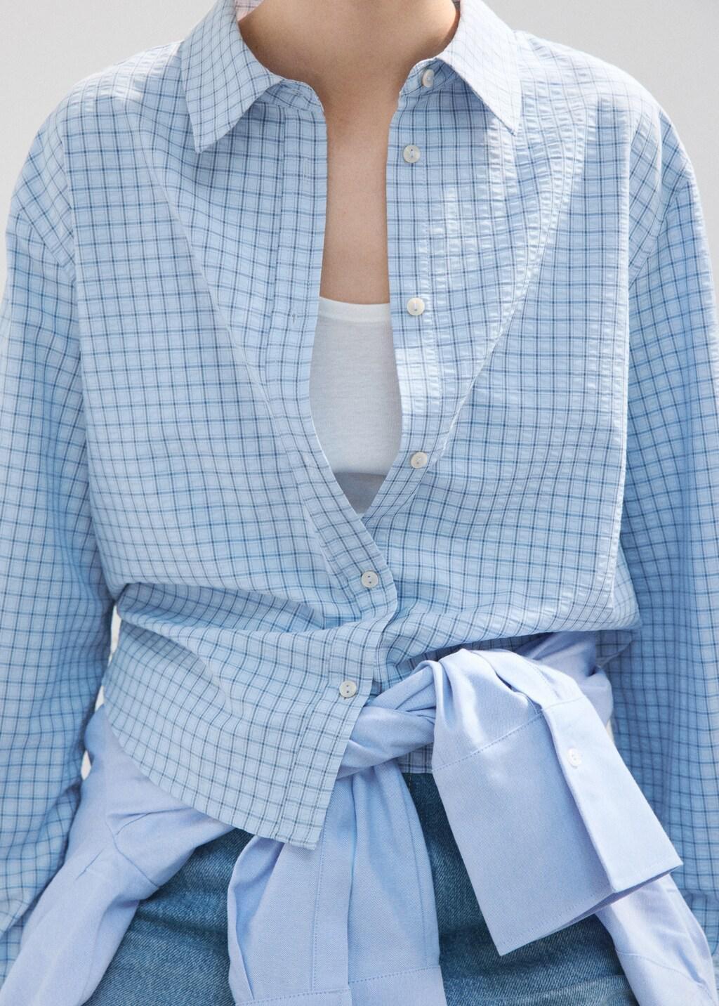 Blue Lt Pastel Straight Checkered Shirt, 0201_50, large image number 6