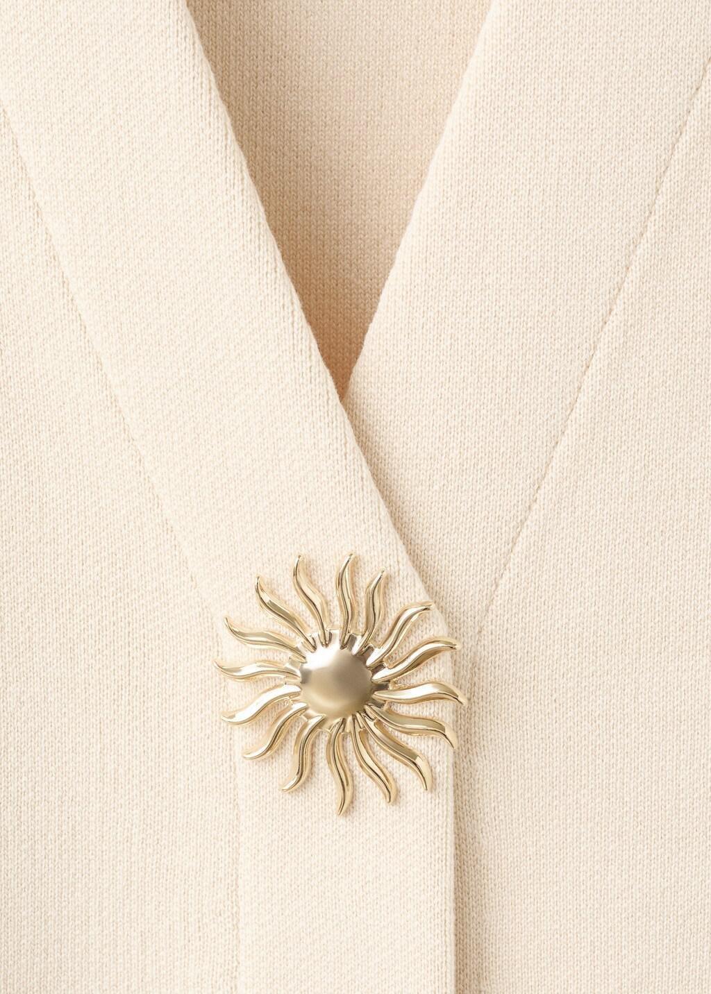 Beige Knitted Cardigan With Jewel Button, Light Beige, large image number 1