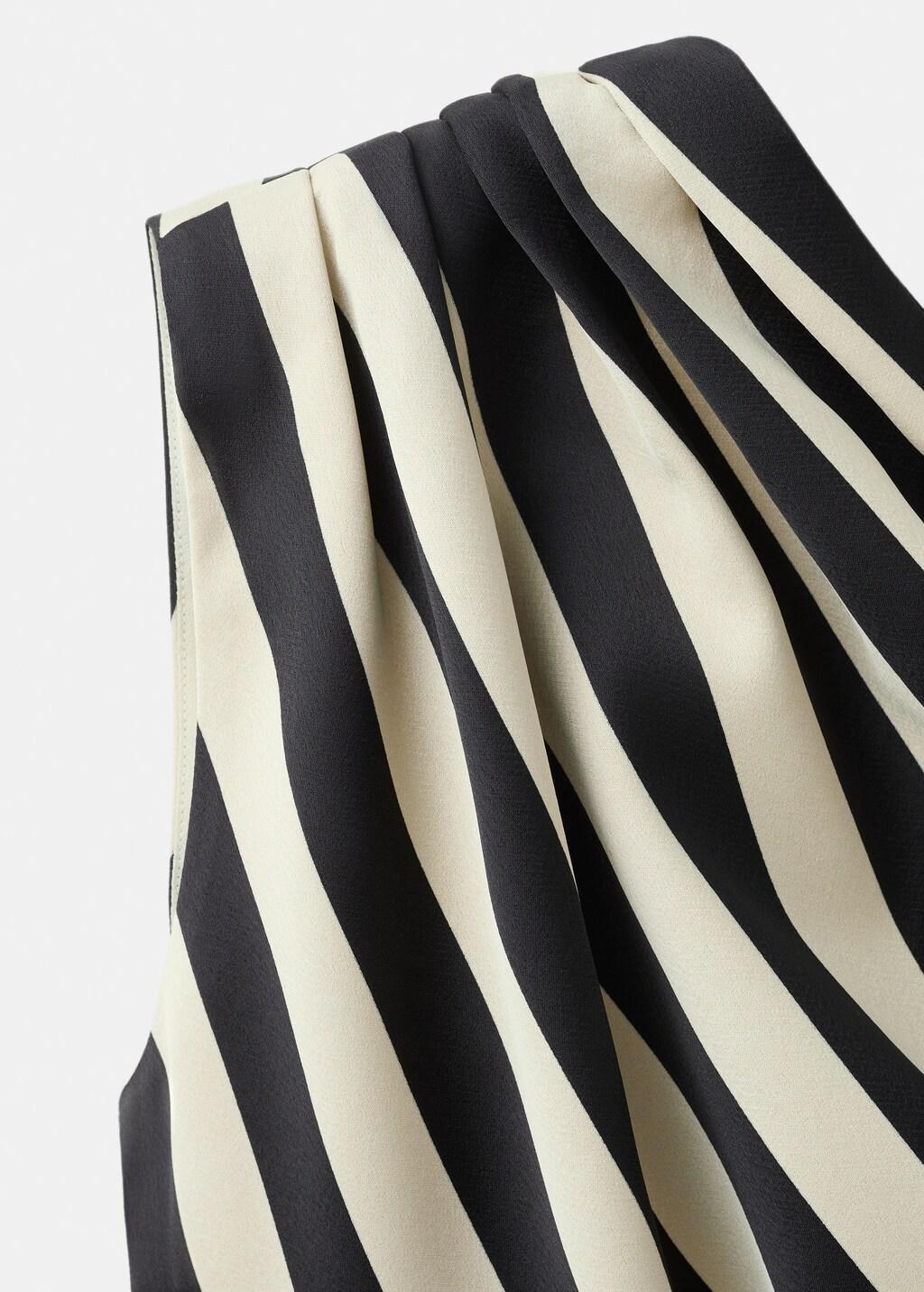 Beige Striped Asymmetrical Top, Light Beige, large image number 1
