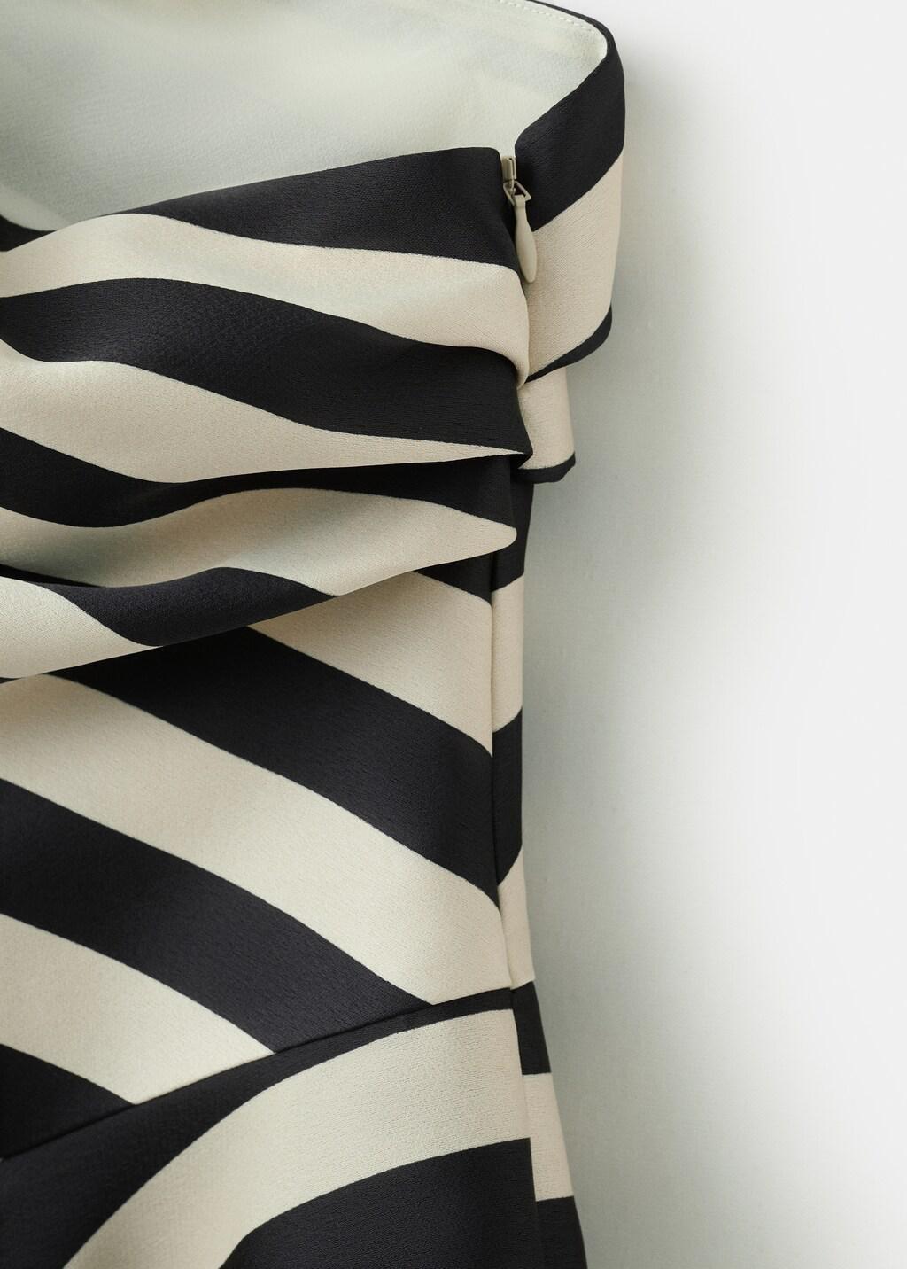 Beige Striped Asymmetrical Top, Light Beige, large image number 4