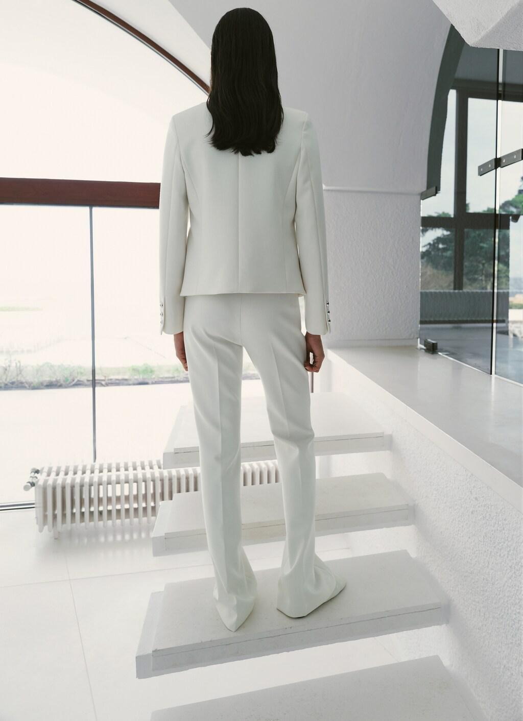 White Low-Rise Trousers With Belt Loops, Natural White, medium