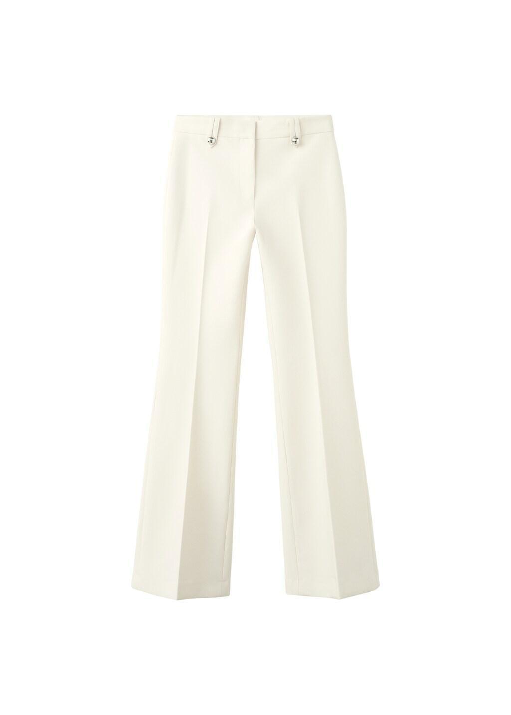 White Low-Rise Trousers With Belt Loops, Natural White, large image number 6