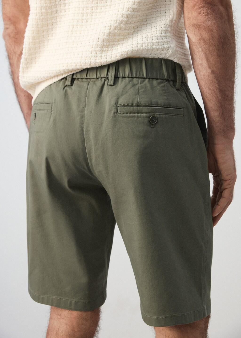 Green Slim-Fit Chino Cotton Bermuda Shorts, Medium Green, large image number 6