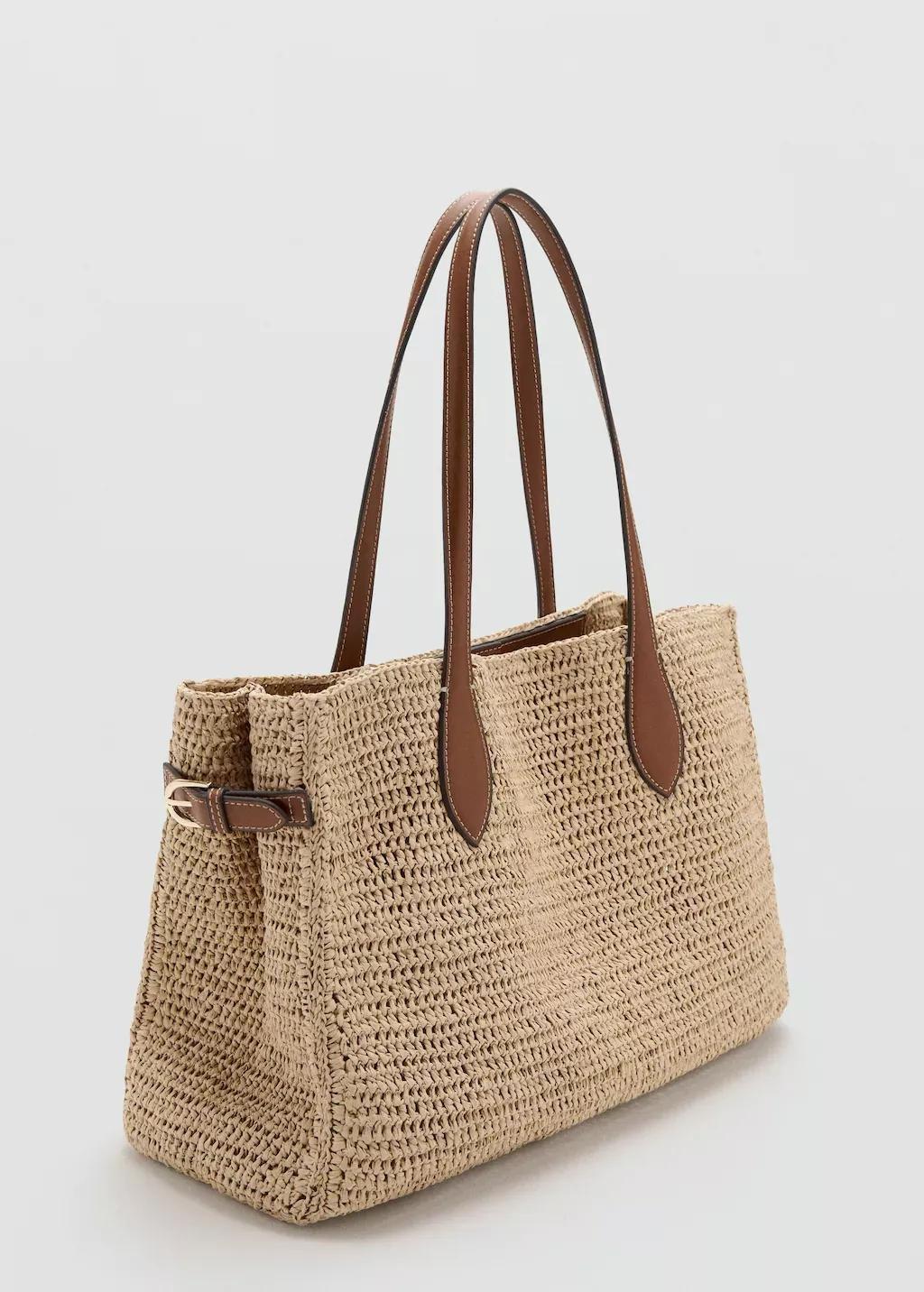 Brown Natural Fibre Tote Bag, Medium Brown, large image number 1