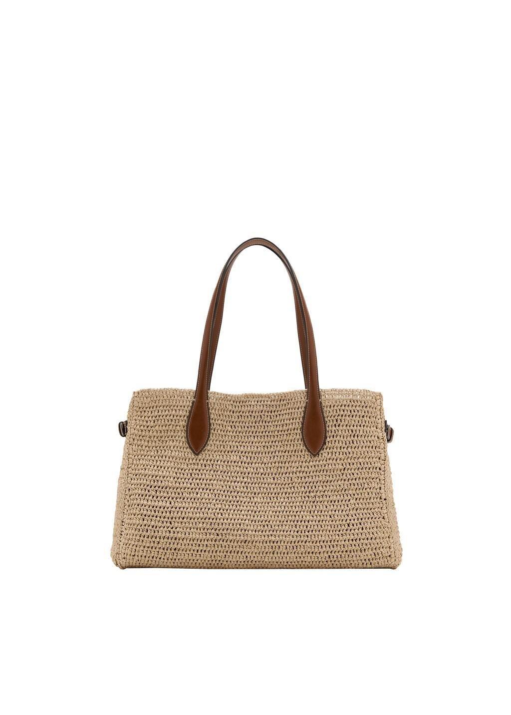 Brown Natural Fibre Tote Bag, Medium Brown, large image number 3