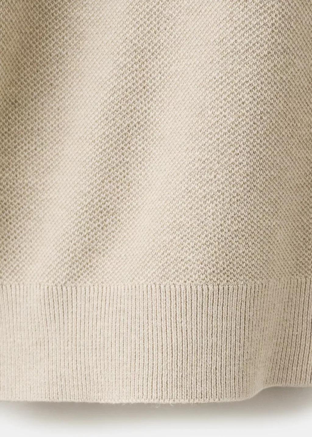 Beige Cotton Fine-Knit T-Shirt, Light Beige, large image number 5